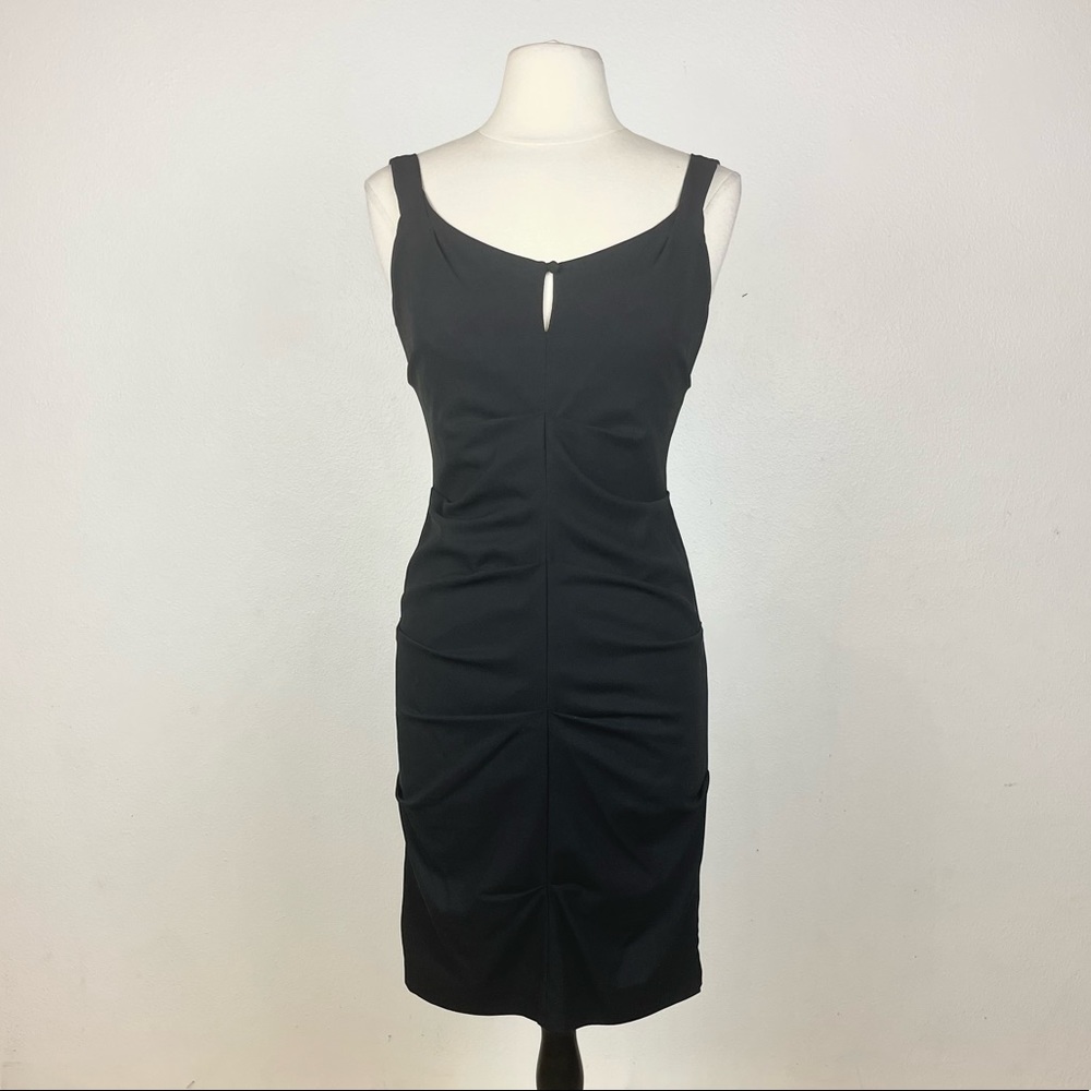 NICOLE MILLER classic gorgeous little
black midi dress 100% silk. Size 8 EUC